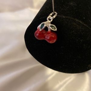 Silver cherries charm